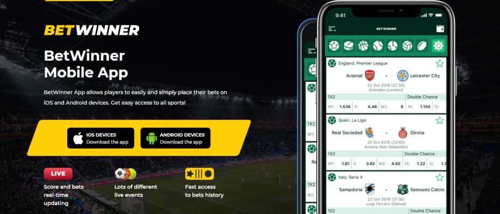 Betwinner application Mobile iOS et android