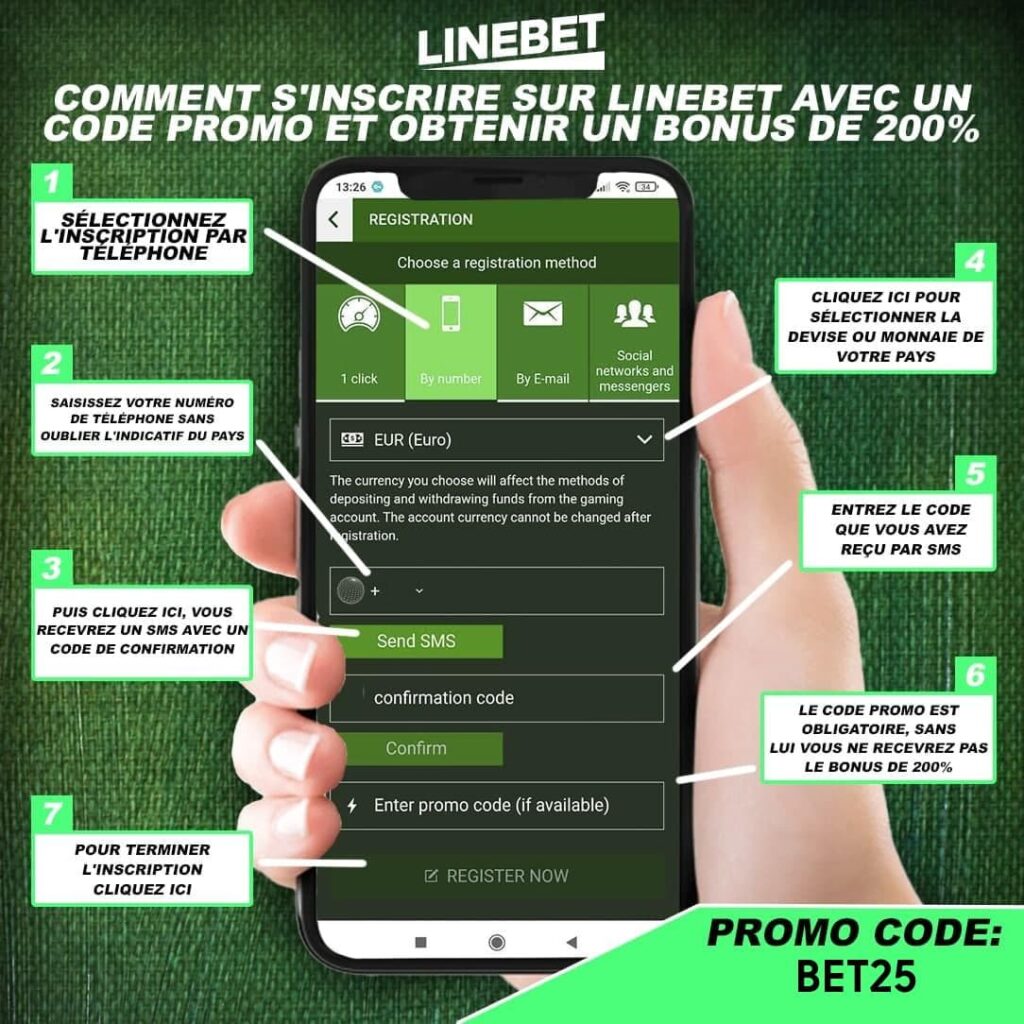 Comment s'inscrire sur linebet avec le code promo BET25